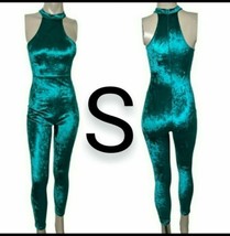 Turquoise Velvet Going Out Jumpsuit~SIZE S - £25.11 GBP