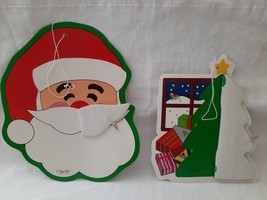 VTG Paper Arts Paper Die Cut Christmas Decorations w/ Honeycomb Santa &amp; Tree - £22.28 GBP