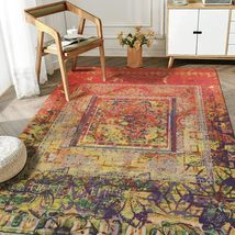 EORC FL14MU5X8 Machine-Made Polyester Distressed Bohemian Moderno Rug, 5&#39; 3 x 7&#39; - £105.71 GBP