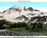 Field De Bleu Lupine Mount Rainier National Park Wa Unp Wb Carte Postale L7 - $4.04