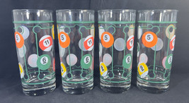 Billiard Pool Ball 16 Oz. Cooler Glasses 6-1/4&quot; Set of 4. *Pre-Owned* - £14.56 GBP