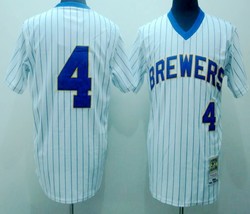 Brewers #4 Paul Molitor Jersey Old Style Uniform White Stripe - £35.39 GBP