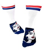 DC COMICS WONDER WOMAN BIG FACE WHITE JUNIORS STRIPED CREW SOCKS WOMENS ... - €6,45 EUR