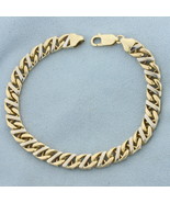 Mens Two Tone Curb Link Bracelet in 10k Yellow and White Gold - $38,274.35 MXN