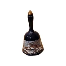 Vintage Currier and Ives The Homestead Winter Collector Bell Gold Trim - $9.90