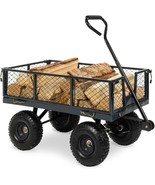 Heavy Duty Grey Steel Garden Utility Cart Wagon with Removable Sides - £181.79 GBP