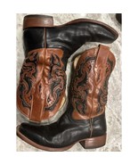 Corral Men’s 9.5D Brown Black Leather Tooling Square Toe Cowboy Boots Vi... - $3,040.87 MXN