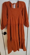 Womens S Umgee Rust Burnt Orange Maxi Long Sleeve Dress - $28.71