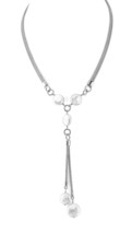 Authentic JOIA De Majorca White Coin Dangle Pearls Double Chain Lariat Necklace - £204.47 GBP