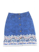 LAND&#39;S END Womens Skirt Size 2 Blue Floral A-line Buttons Front Skirt - £8.23 GBP