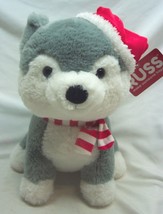 Russ SOFT CUTE HUSKY DOG W/ SANTA HAT &amp; SCARF 11&quot; Plush STUFFED ANIMAL T... - £14.78 GBP