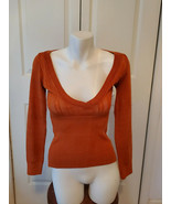 DOLCE VITA Orange Deep Cut Sweater w/ Metallic Sparkle Size Medium - £11.73 GBP