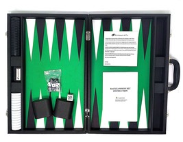 19-inch Silverman &amp; Co Premium Backgammon Set - Black with White and Green - £55.95 GBP