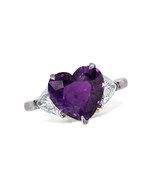 659 Custom Heart Purple Sapphire Center, Trillion Diamond Accent Engagem... - $4,650.00