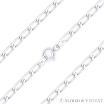 3.2mm Open Link Italian Long Cable Chain Anklet Solid .925 Italy Sterlin... - $21.87+