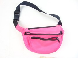 Vintage QUE Neon Pink Nylon Waist Bag - £19.46 GBP