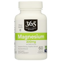 365 Whole Foods Supplements, Magnesium 200 mg, 60 Vegan Tablets - £17.98 GBP