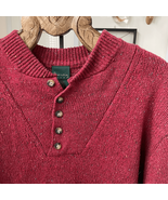 Vintage Scandia Woods Donegal Wool Blend Chunky Red Henley Sweater XL - $27.36