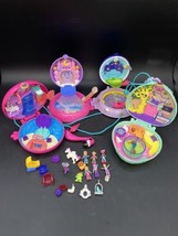 Polly Pocket Lot 3 Compacts Space UFO Compact Flamingo Hedgehog Cafe 20+ Parts - £27.92 GBP