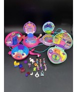 Polly Pocket Lot 3 Compacts Space UFO Compact Flamingo Hedgehog Cafe 20+... - £28.01 GBP