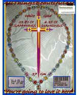 14K White Gold Natural Multicolor Sapphires &amp; Diamonds Necklace 17" Vint... - $16,000.00
