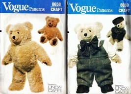 Vintage 1980's Teddy Bear & Clothes Vogue Patterns 8658 & 8659 - 23" Bear - $15.00