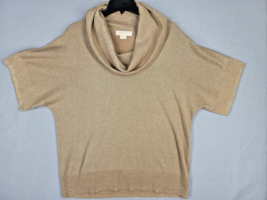 Chicos Sweater Women&#39;s Size 1X Gold Metallic Knit Cowel Neck Kimono Sleeve - £13.14 GBP
