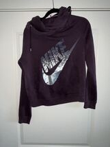 NIKE Womens Sweatshirt Purple Funnel Hoodie Pullover Camouflage Logo Size M - $23.00