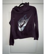 NIKE Womens Sweatshirt Purple Funnel Hoodie Pullover Camouflage Logo Size M - $23.00