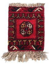 Handmade vintage Afghan Ersari mat 0.8&#39; x 1&#39; (25cm x 31cm) 1970s - £207.83 GBP