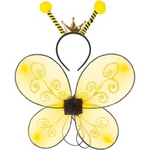Bumble Bee Wings Yellow Black Headband Girls Halloween Costume Dress Up NEW - $6.95