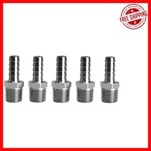 304 Stainless Steel Hose Barb to NPT Fittings, 1/4&quot; to 1/8&quot; - 5 pcs - $25.21