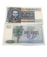 1973 Burma 5 Kyats Union of Burma Bank – Vintage Asian Banknote UNC - $3.93 CAD