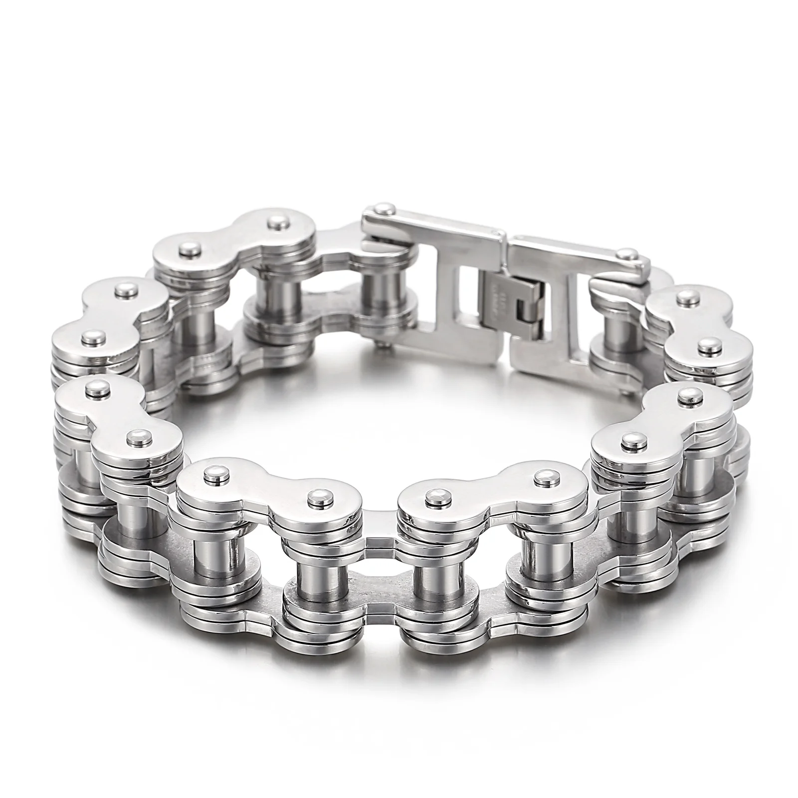 Stainless Steel Bicycle Biker Link Chain Bracelet For Men Homme Armband Heavy Ch - £32.88 GBP