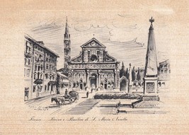 Vintage Firenze Piazza e Basilica di Santa Maria Novella Print - $26.80