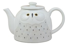 Whimsical Fat Snow Owl Ceramic 52oz Large Tea Pot With Built In Strainer Spout - £22.36 GBP