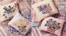 Bedroom Posie Toss Pillows From Pillowcases 3D Fabric Roses No Sew Pattern - £9.63 GBP