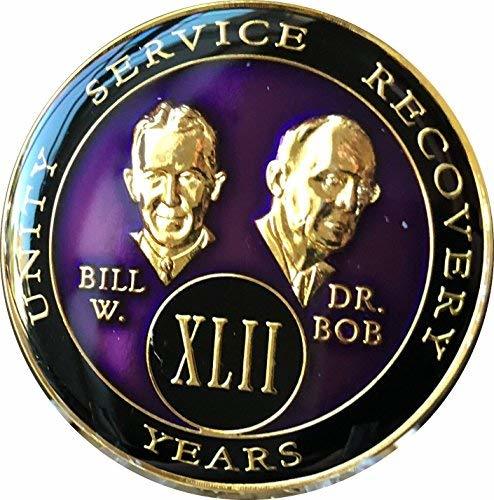 42 Year AA Medallion Purple Tri-Plate Founders Bill & Bob Chip XLII