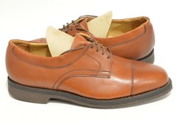 NEW Johnston &amp; Murphy 10.5 E Brown Cap Toe Oxford Trampoline USA Made Dress Shoe - £78.32 GBP