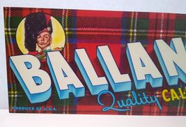 Ballantine California Fruits Scottish Plaid Marching Band Man Crate Labe... - $8.50