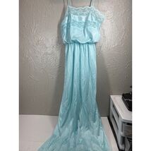 Flair Long Nightgown Satin Light Blue Lingerie Vintage Petite Small PS USA - $24.95