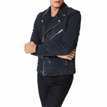 Men Leather Jacket Black Suede Jacket Slim fit Biker Jacket - FL417 - £90.33 GBP