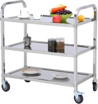 Commercial Grade Kitchen Cart On Wheels Metal Serving Cart For Restaurant - £103.47 GBP