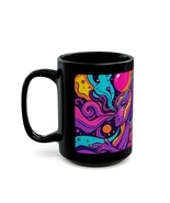 Colorful Psychedelic Night Black Graphic Design Mug, 11oz - $24.10+
