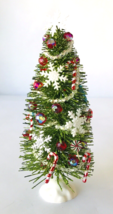 Dollhouse Miniature Christmas Tree 1:12 Artisan OOAK 6.5" Tall Red White Silver - $33.85