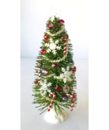Dollhouse Miniature Christmas Tree 1:12 Artisan OOAK 6.5&quot; Tall Red White... - £26.43 GBP