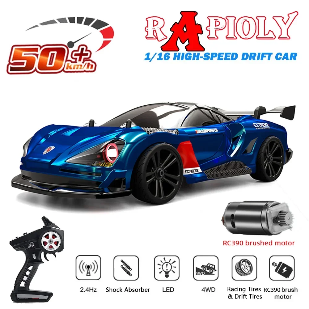 Q117 1:16 Rc Drift Car High Speed With Led Radio Remote Controlled Drift Racing - £101.17 GBP