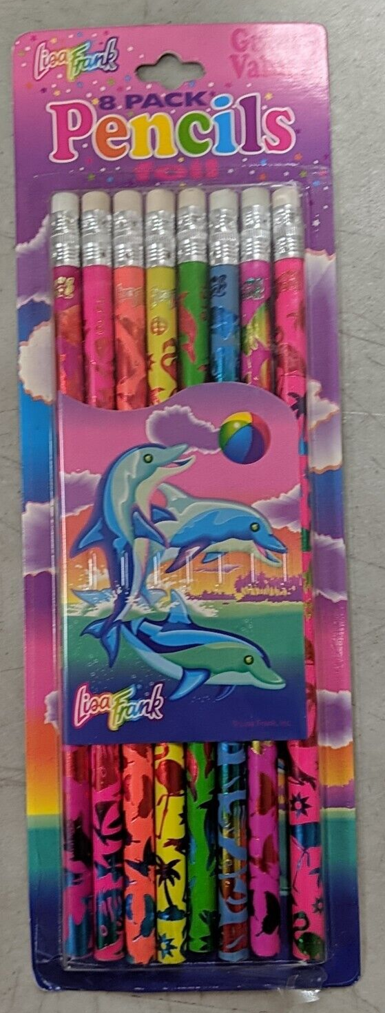Lisa Frank Dolphin 8 Foil Pencils Unopened Vintage 1990&#39;s - $29.69