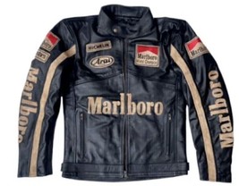 Men Marl boro Leather Jacket Vintage Racing Rare Motorcycle Biker Leather Jacket - £100.55 GBP+