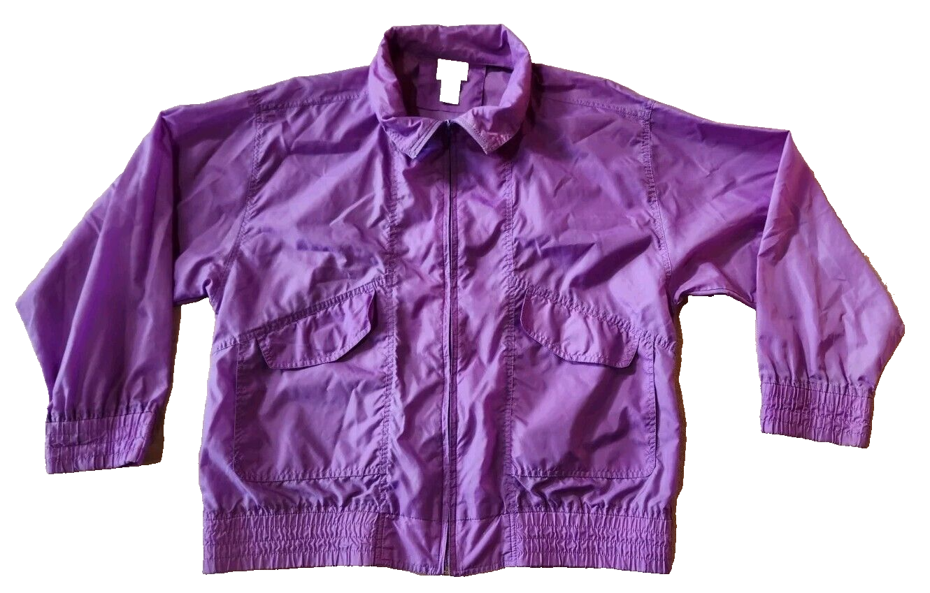 Vintage Purple Zip Up Windbreaker Haband For Her Womens Size Large Jacke... - $24.99
